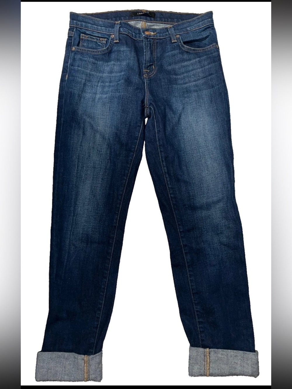 J Brand Jake Hot Shot Cropped Jeans Women's Size 25 Blue Cuffed Stretch Denim
